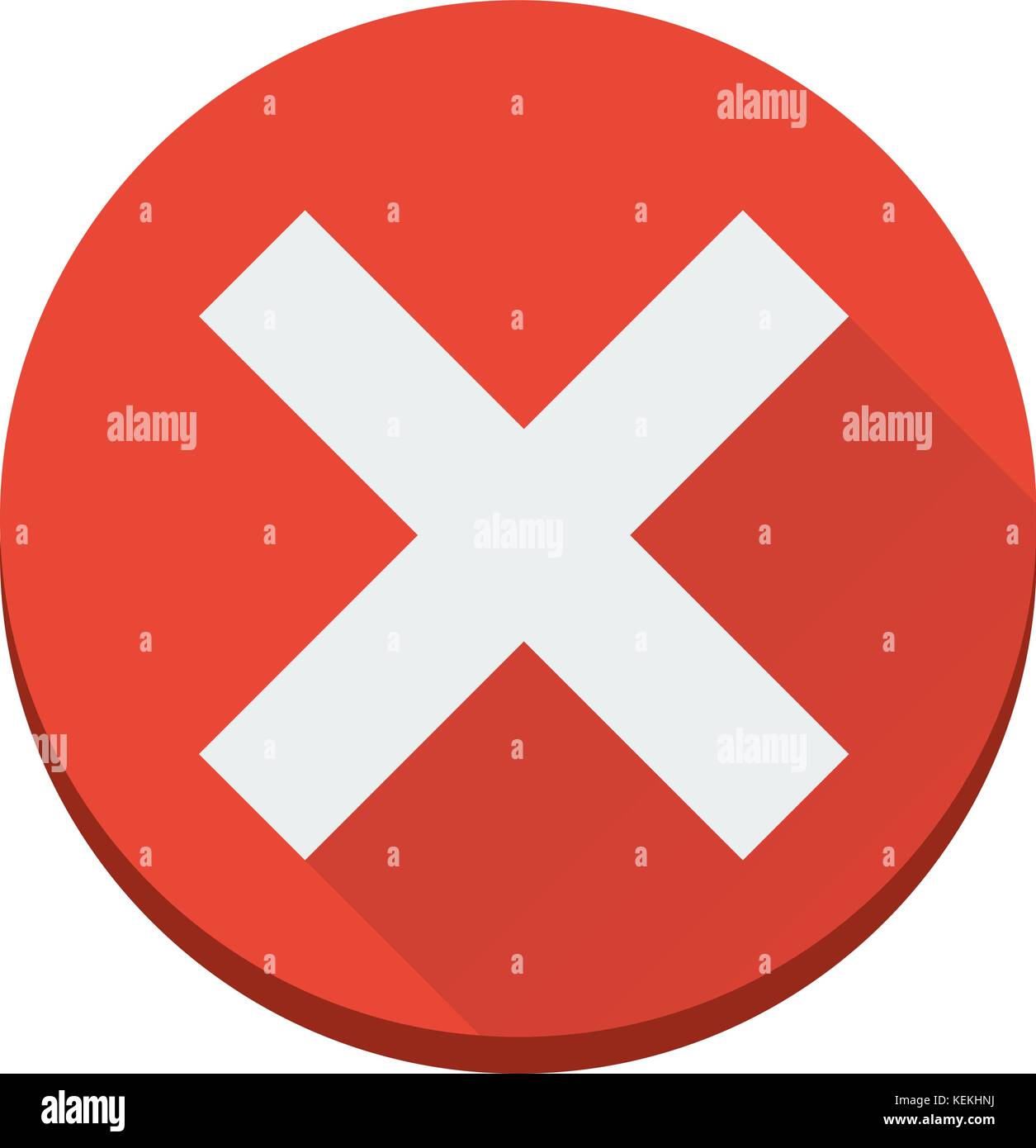 The flat red cross, wrong, incorrect, unfinished vector icon Stock Vector