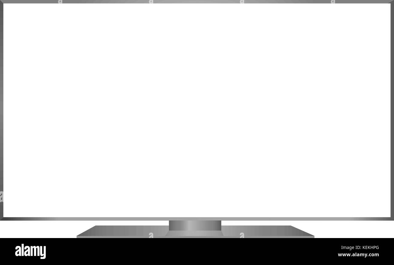 isolated OLED grey flat smart wide TV and black screen on white background Stock Vector