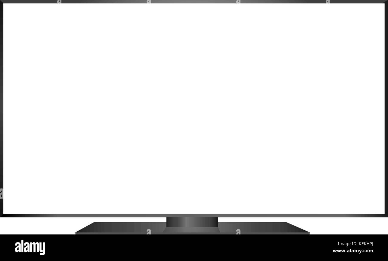 isolated OLED black flat smart wide TV and black screen on white background Stock Vector