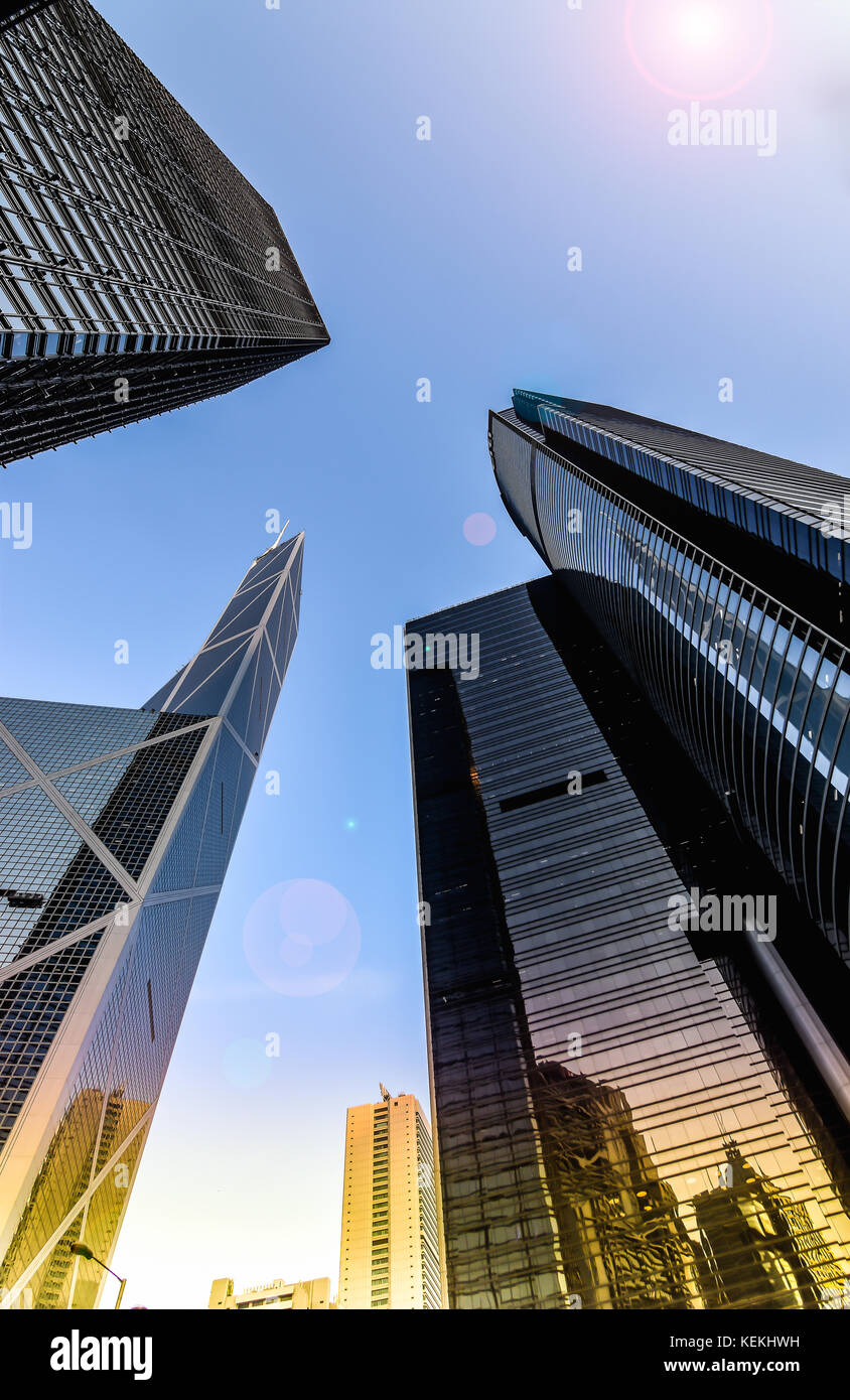 Modern office buildings in central Hong Kong Stock Photo