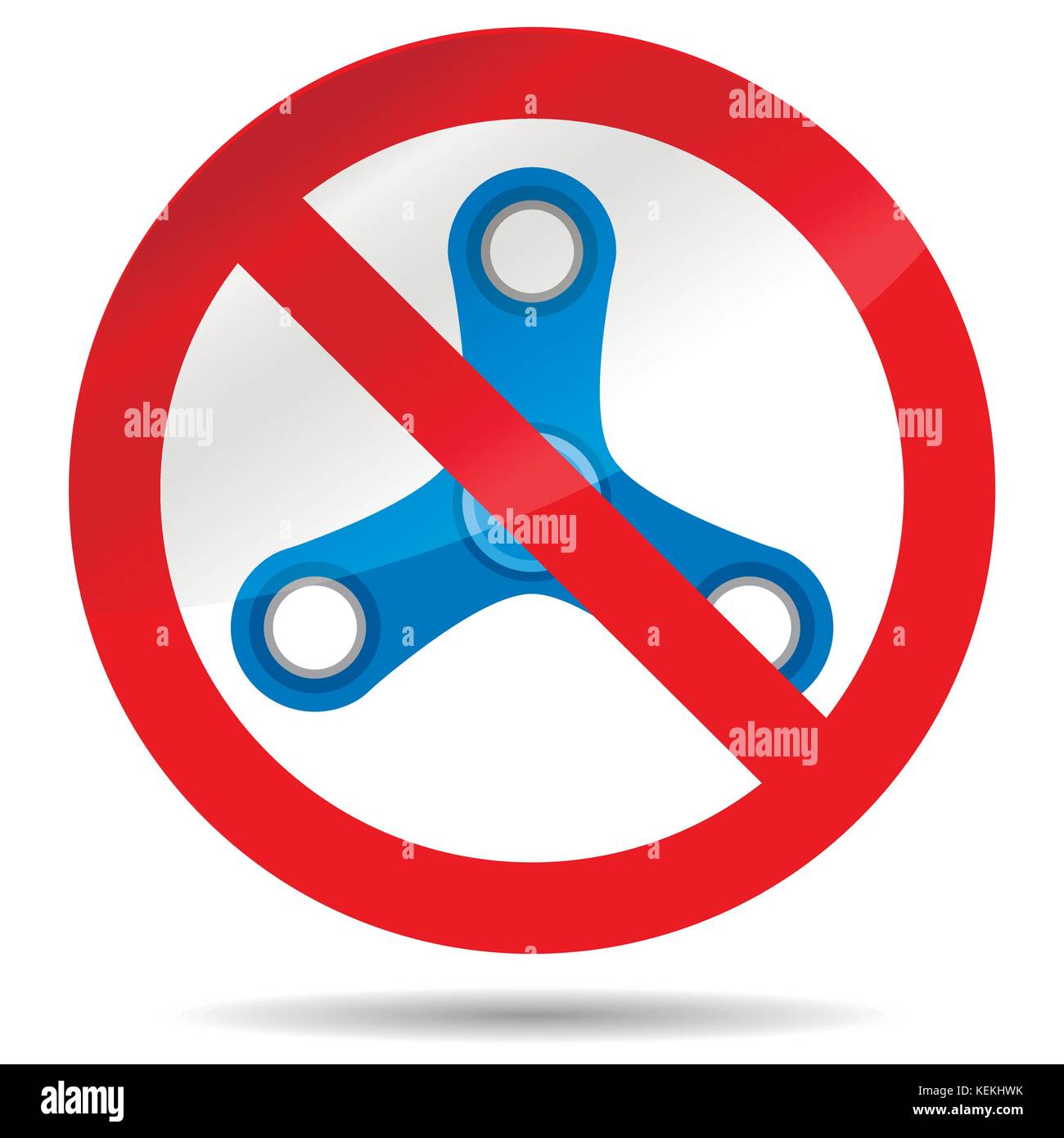 Ban spinner symbol. Ban and prohibited fidget spiner, no spinner rotation. Vector illustration Stock Vector