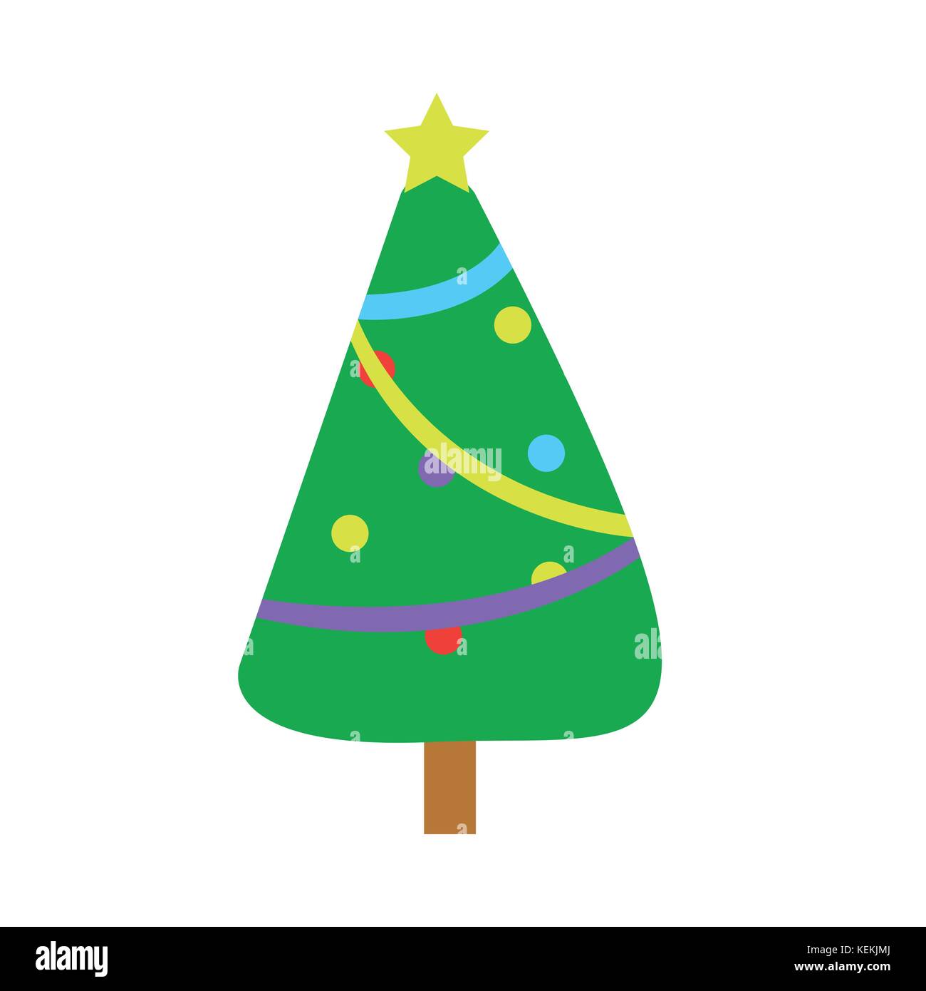 Fully Decorated Cartoon Christmas Tree Stock Vector