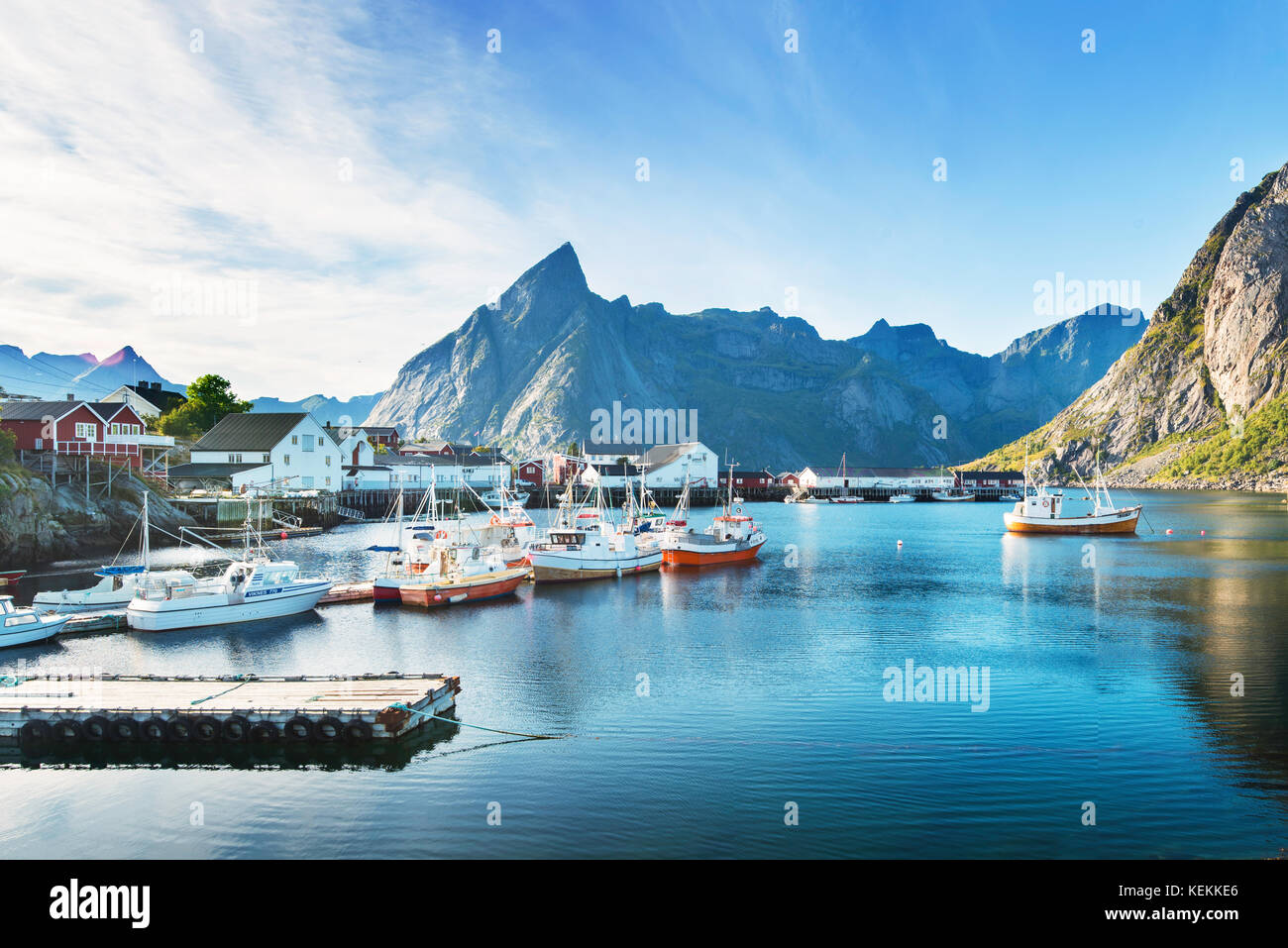 The village of Hamnøy near Reine in the Lofoten Islands, Norway. Stock Photo