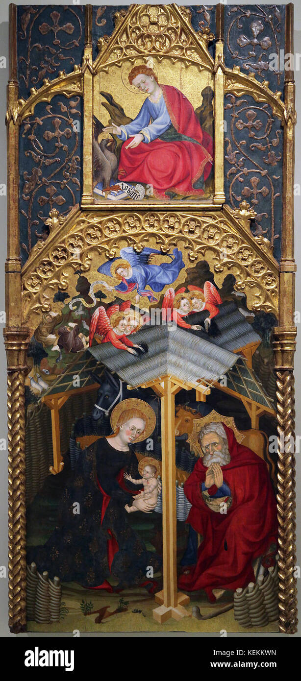 The Nativity,the birth of Saint John the Baptist by Guerau Gener 1368-1410 and Lluís Borrassà 1360 - 1425 Spanish gothic art medieval Stock Photo
