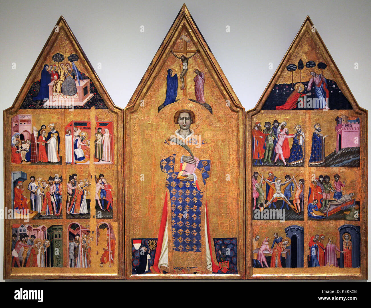 Altarpiece of Saint Vincent by Italian painter Master of Estopanya Gothic Art Stock Photo