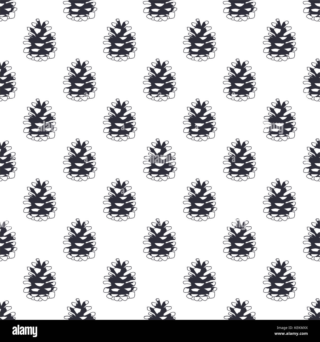 Vintage hand drawn pine cone pattern design. Pinecone seamless