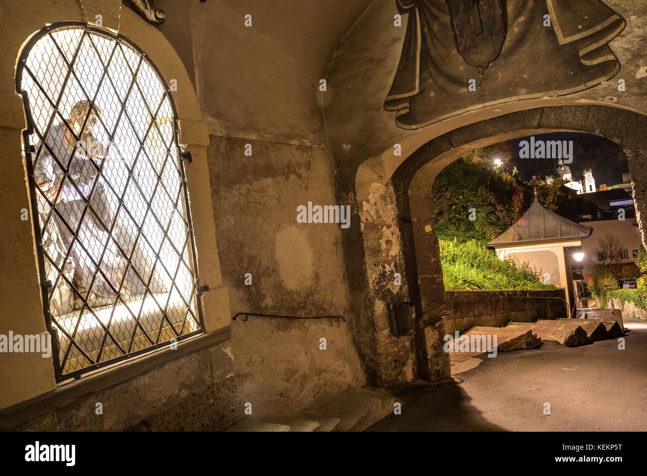 Salzburg, Straße auf den Kapuzinerberg Salzburg, Kapuzinerberg Stock