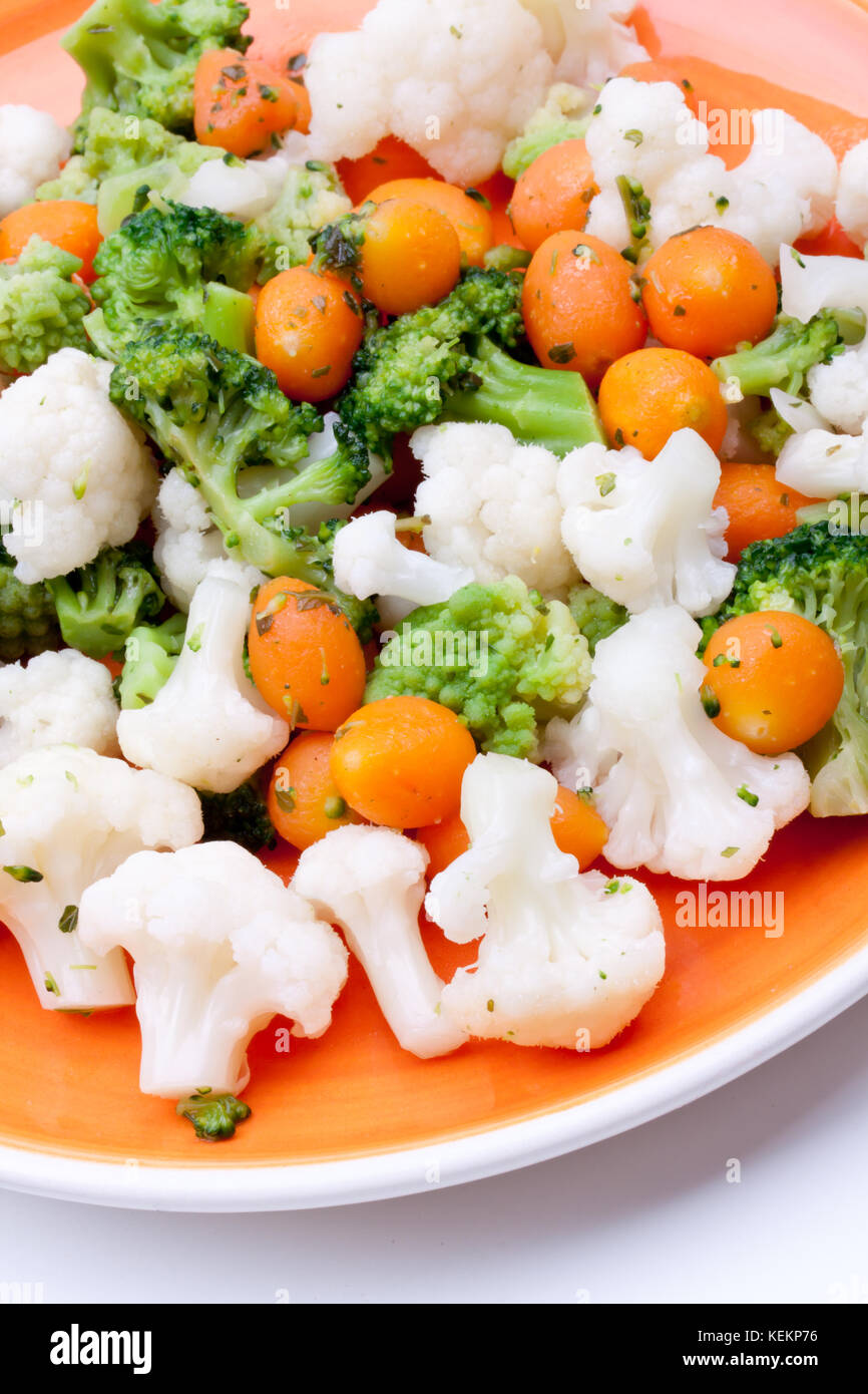 steamed broccoli, cauliflower and carrot Stock Photo Alamy