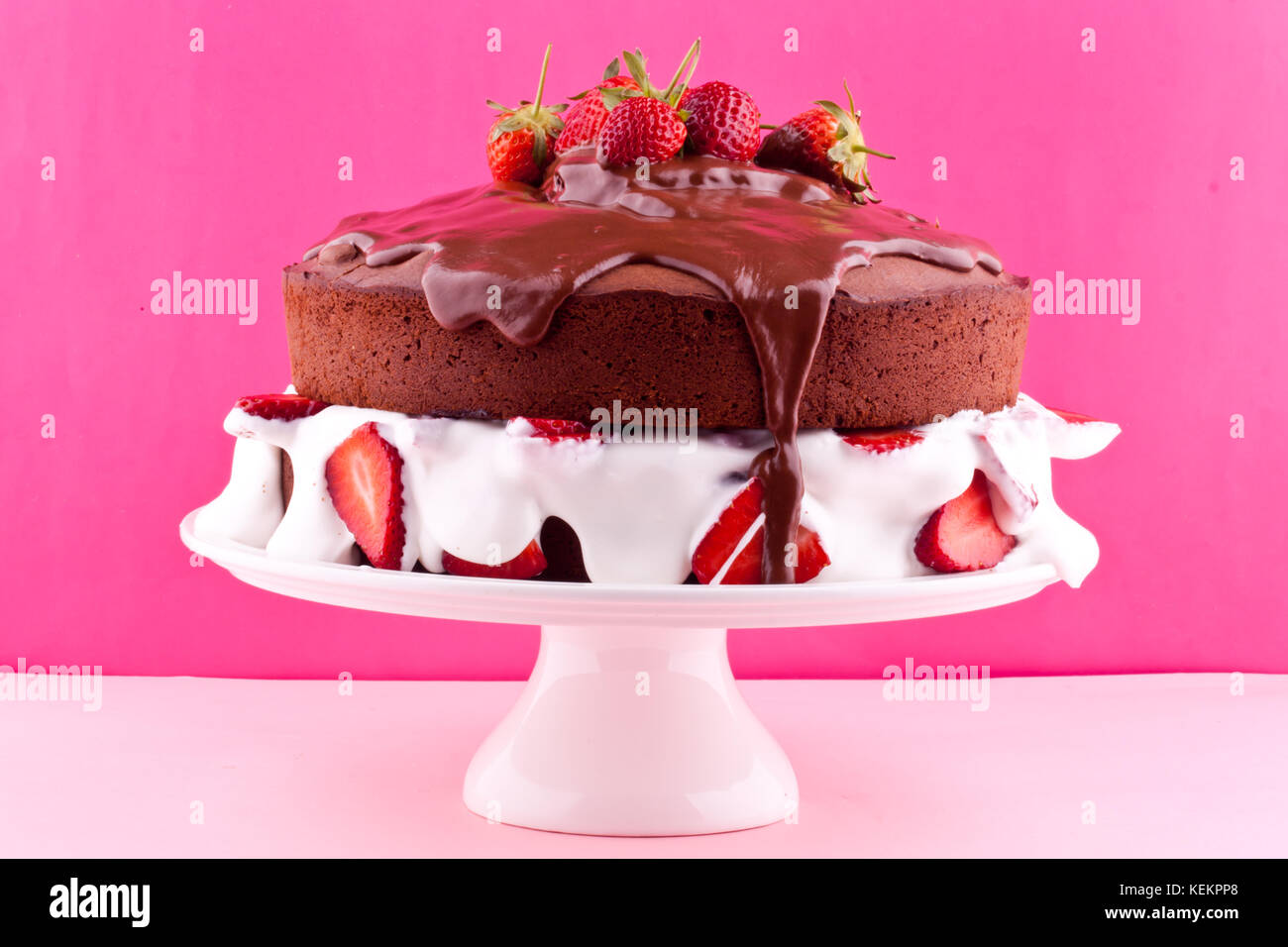 chocolate cake with strawberries Stock Photo - Alamy