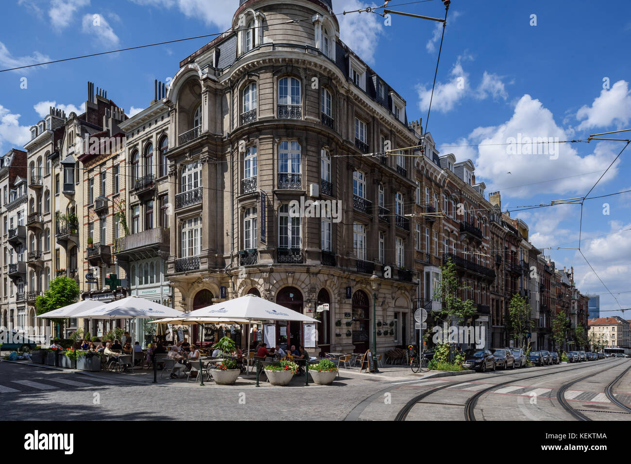 Brüssel, Avenue Paul Dejaer, Avenue Adolphe Demeur, Brasserie de la Renaissance - Brussels, Avenue Paul Dejaer, Avenue Adolphe Demeur, Brasserie de la Stock Photo