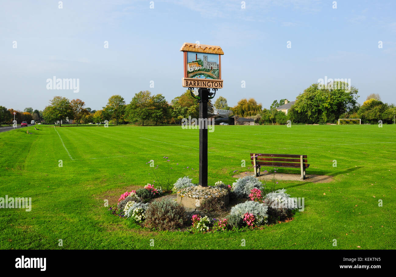 Village Sign, Barrington, Cambridgeshire, England, UK Stock Photo