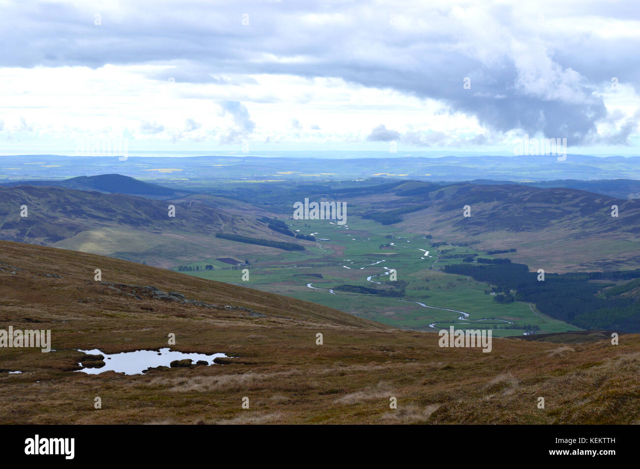 Glen Clova from the Summit of Green Hill near the Scottish Mountain Corbett Ben Tirran (The Goet) Stock Photo