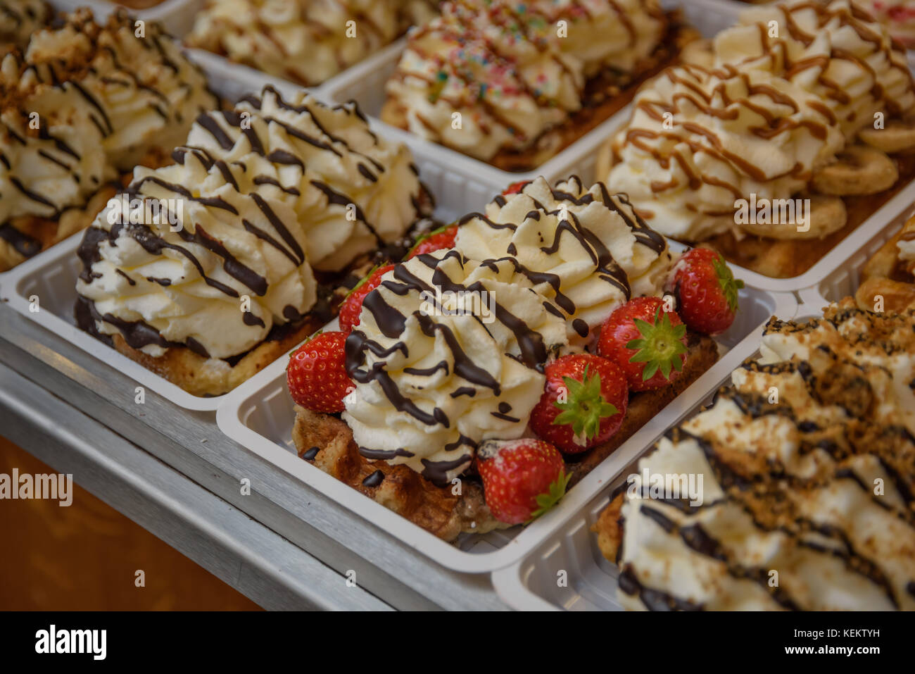 Brüssel, Belgische Waffeln - Brussels, Belgian Waffles (Bruxelles, Brussel) Stock Photo
