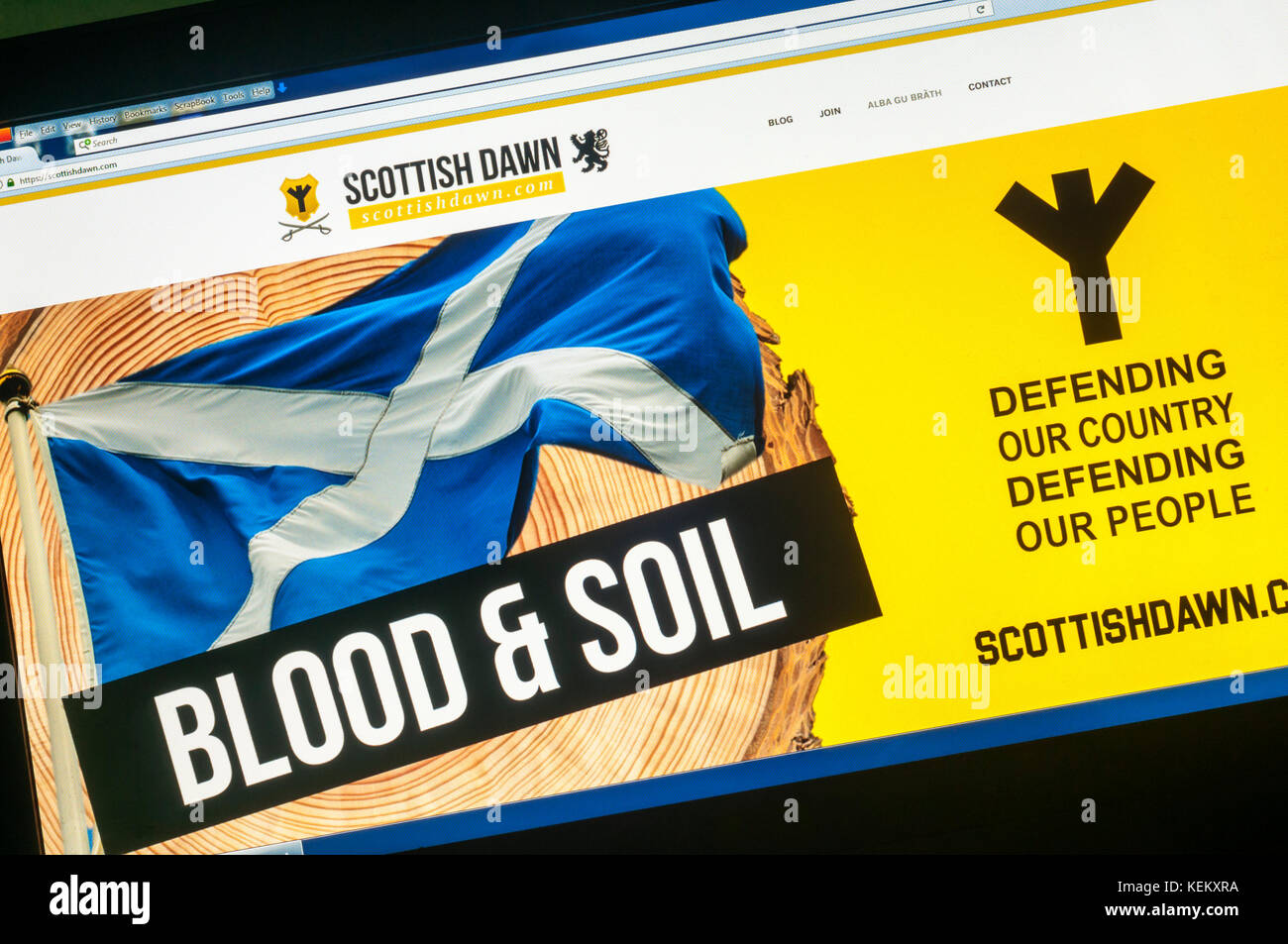 Website of the far right neo-Nazi organisation Scottish Dawn. Stock Photo