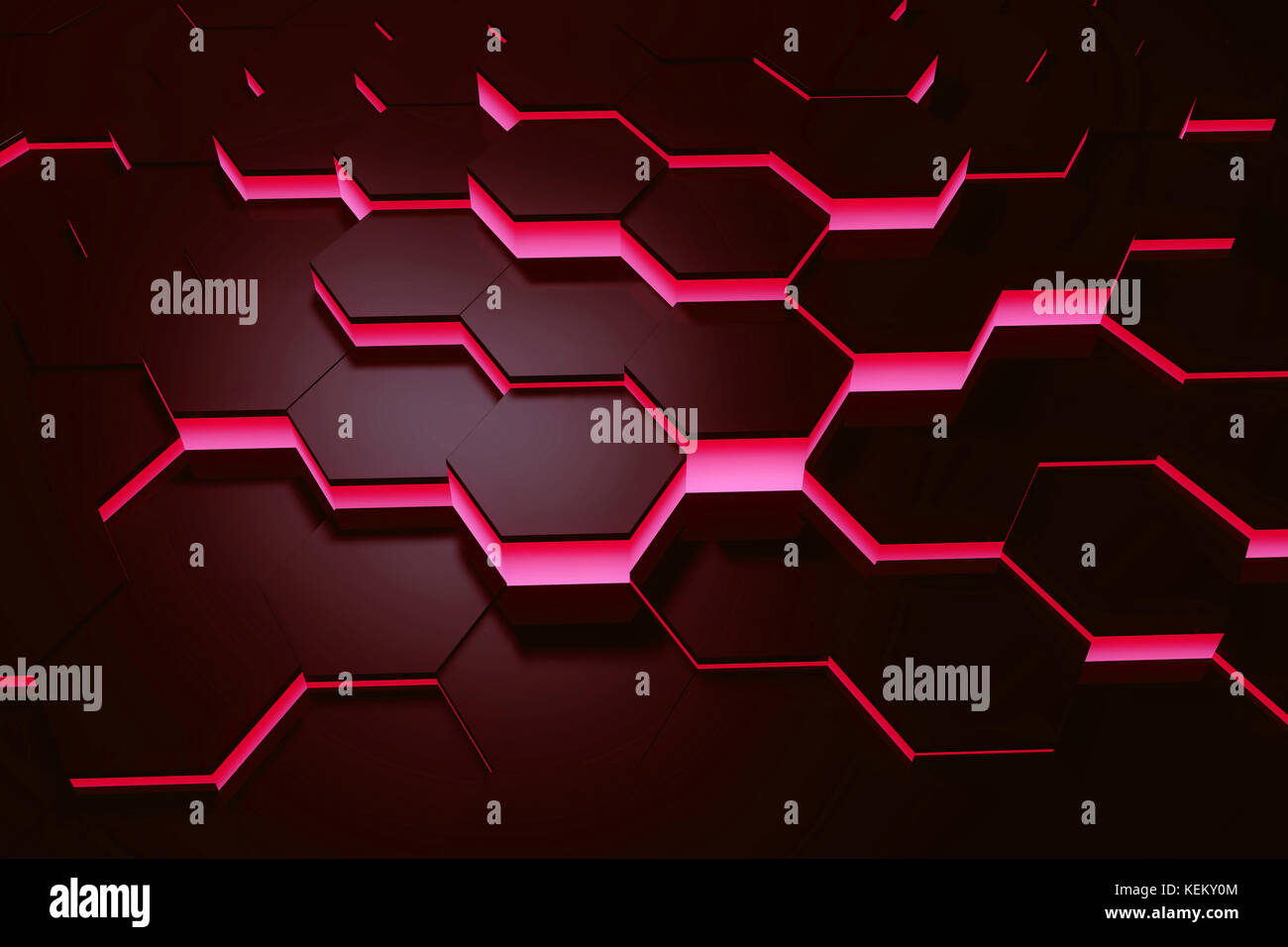 Glowing red hexagon pattern background. 3D rendering Stock Photo - Alamy