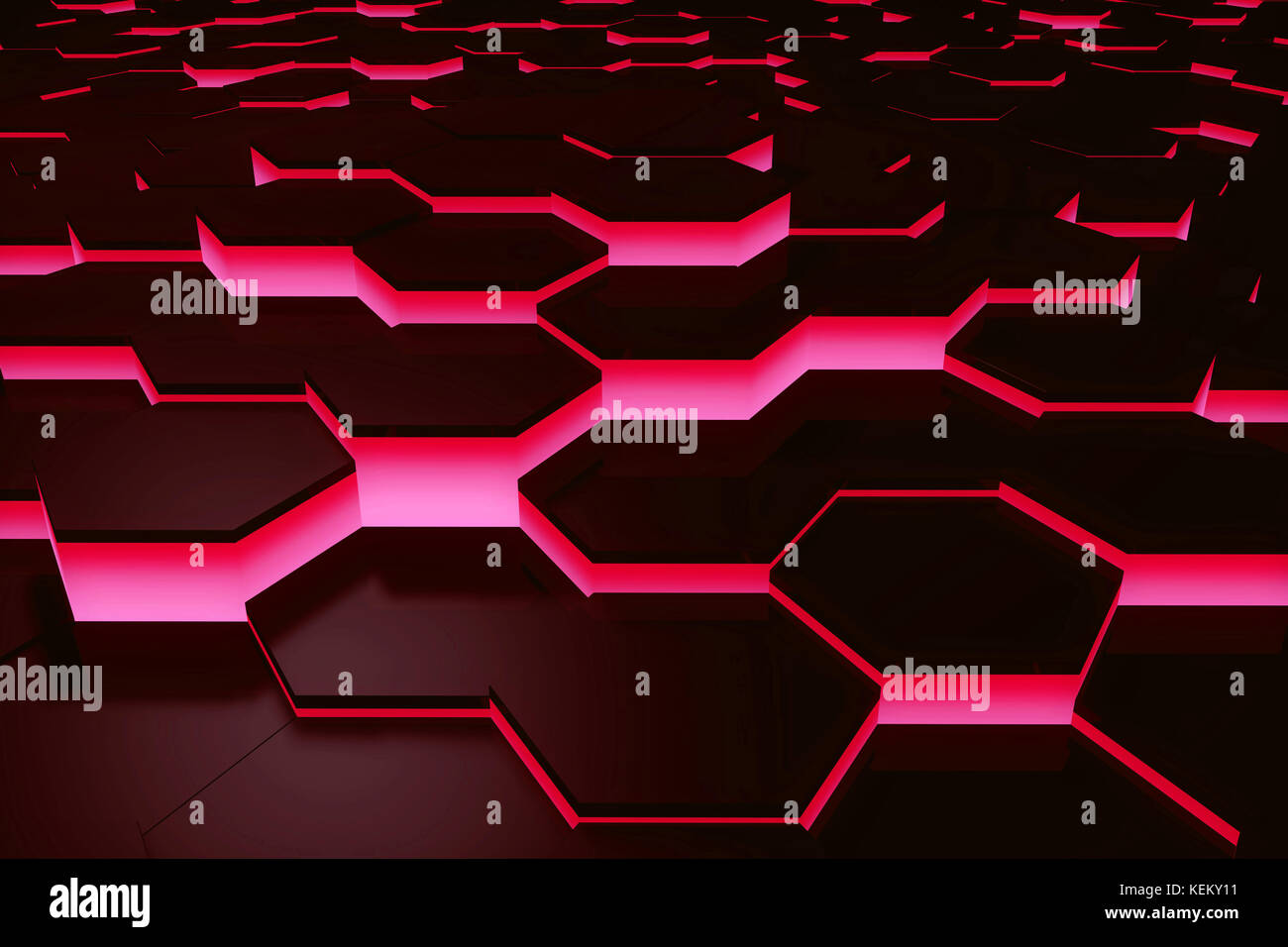 Glowing red hexagon pattern background. 3D rendering Stock Photo - Alamy