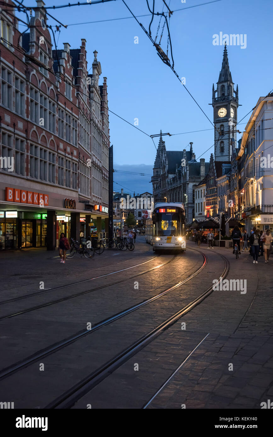 Gent, Straßenbahn - Gent, Tramway Stock Photo