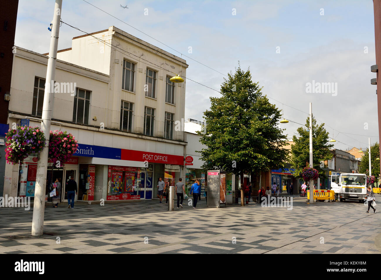 Slough, United Kingdom - September 7, 2017. View of High Street in Slough, with historic buildings, commercial properties. Stock Photo