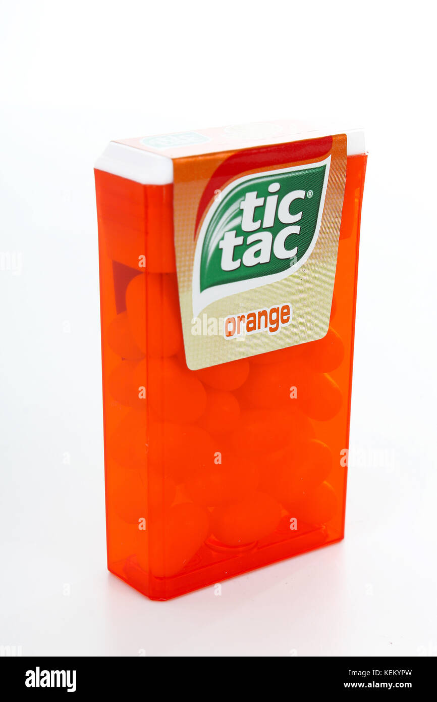 Ferrero Tic Tac candy. Original orange flavour and Canadian packaging  pictured Stock Photo - Alamy