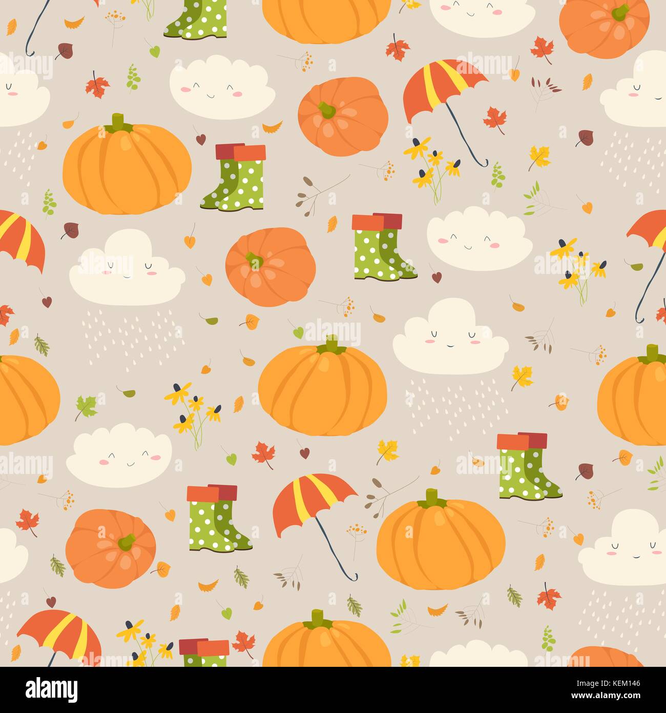 Vector seamless pattern with pumpkins Stock Vector