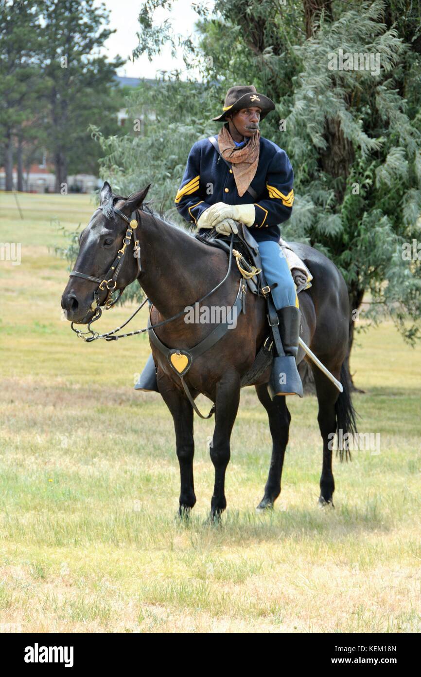 Unidentified Buffalo Soldier Horseback Riding Demonstration in Cheyenne
