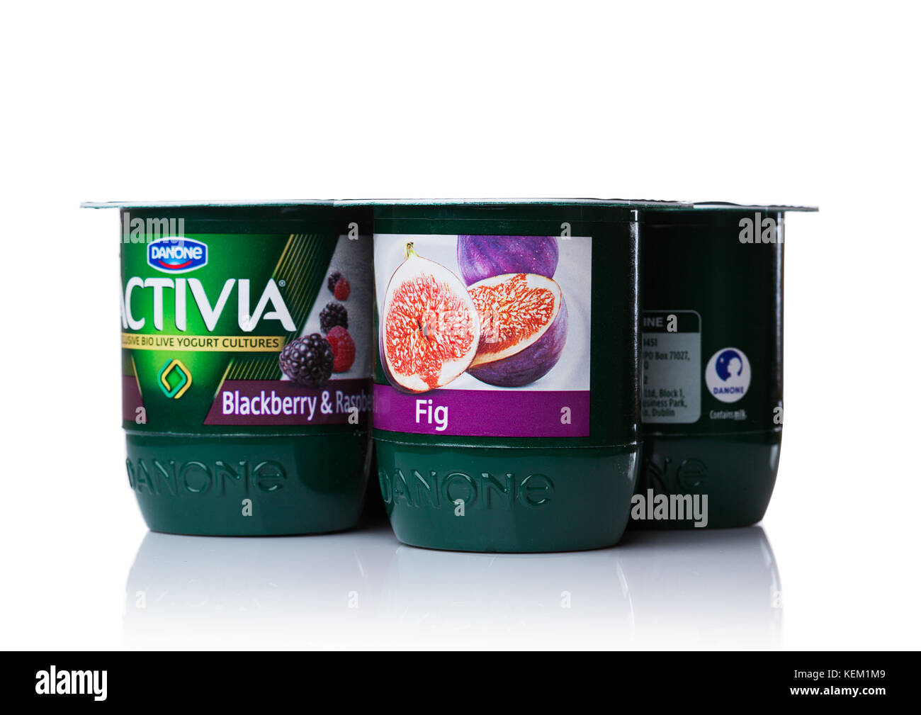 LONDON, UK OCTOBER 20, 2017 Pack of Activia yogurt with fig and