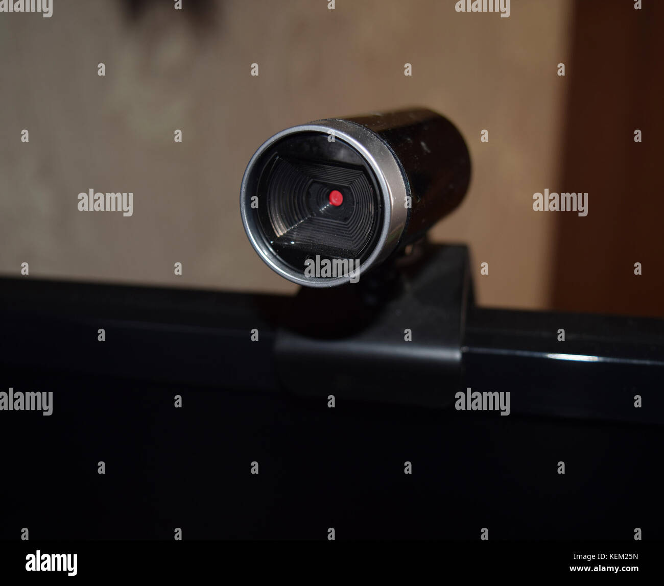 Web camera, attached to the monitor. Equipment for video Stock Photo ...