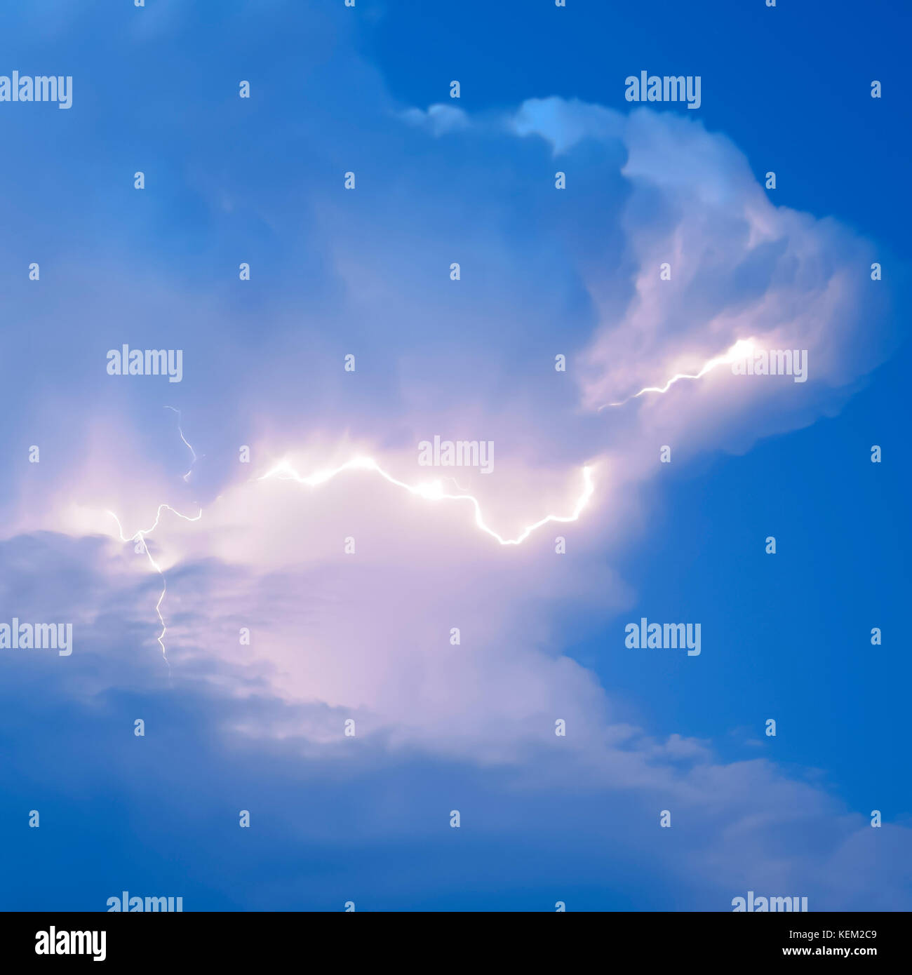 Lightnings in storm clouds. Peals of a thunder and the sparkling ...