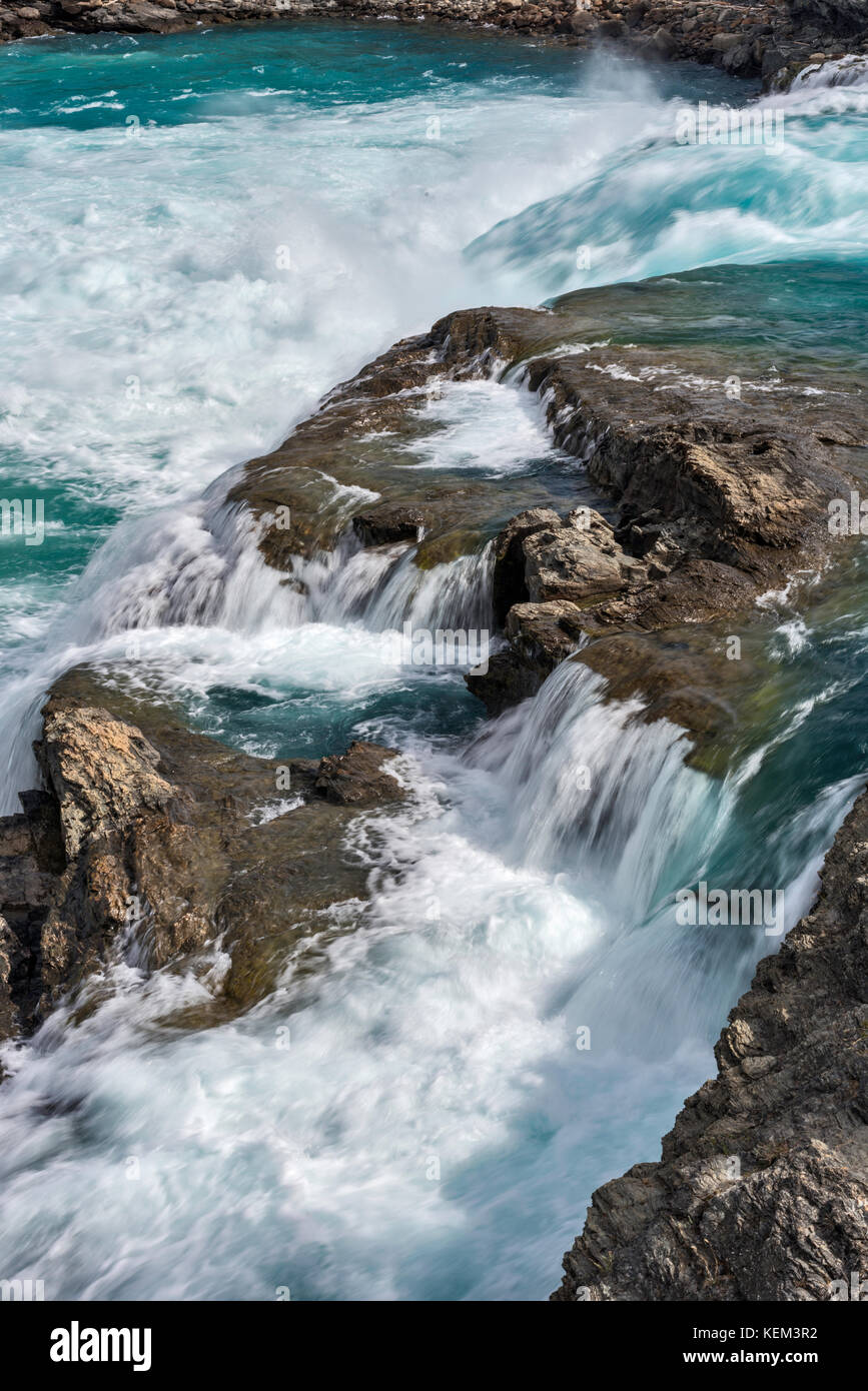 Cascada Nef Baker at La Confluencia, confluence of Rio Nef and Rio Baker, off Carretera Austral near Puerto Bertrand, Patagonia, Chile Stock Photo