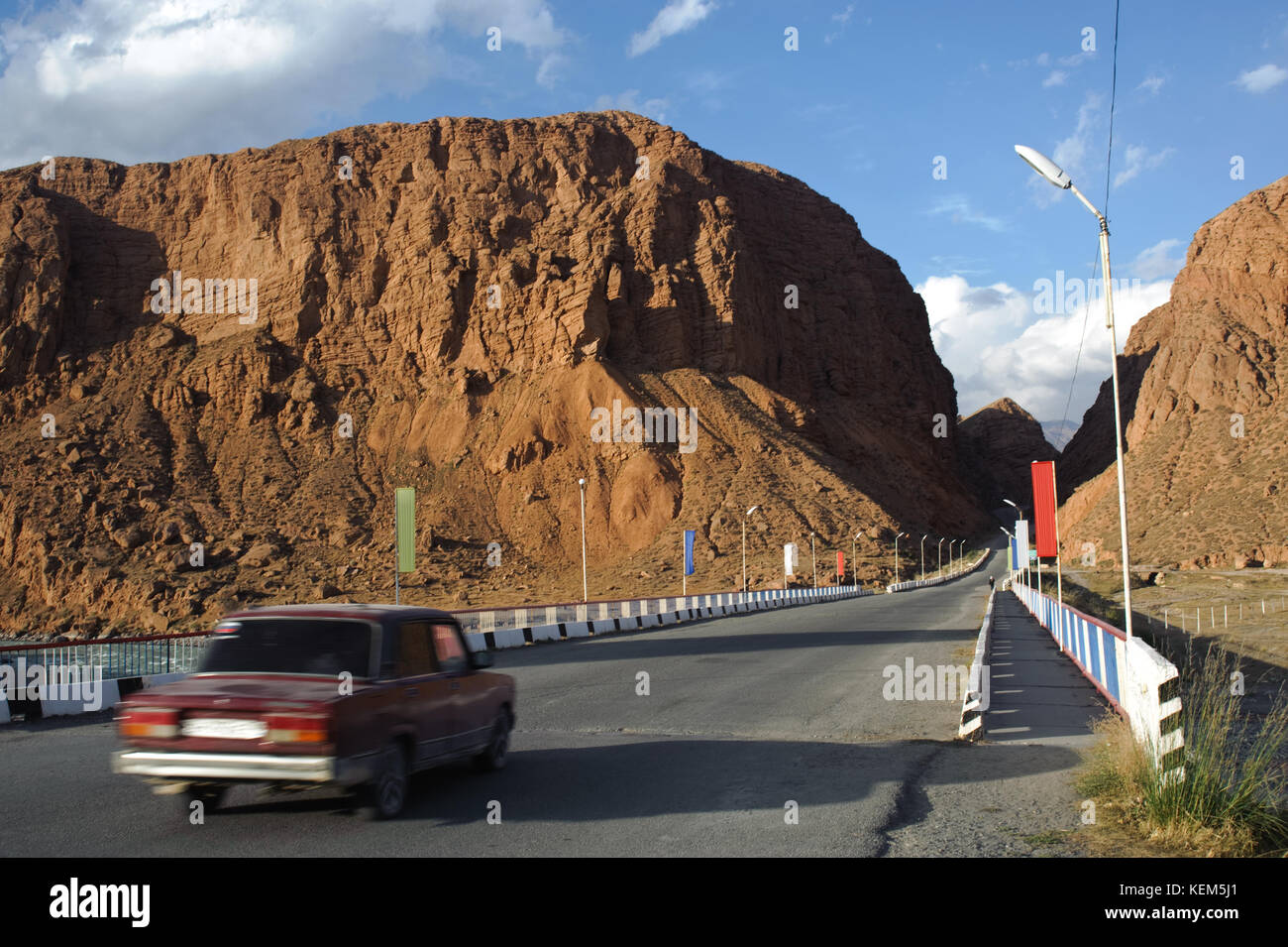 Canyon with red cliffs ( Kyrgyzstan) Stock Photo