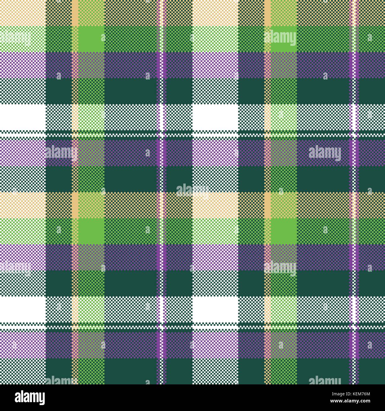 Green purple seamless pattern check fabric texture. Vector illustration ...