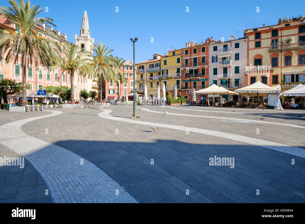 Piazza G Garibaldi, Lerici on the Gulf of La Spezia, Liguria, Italy Stock Photo