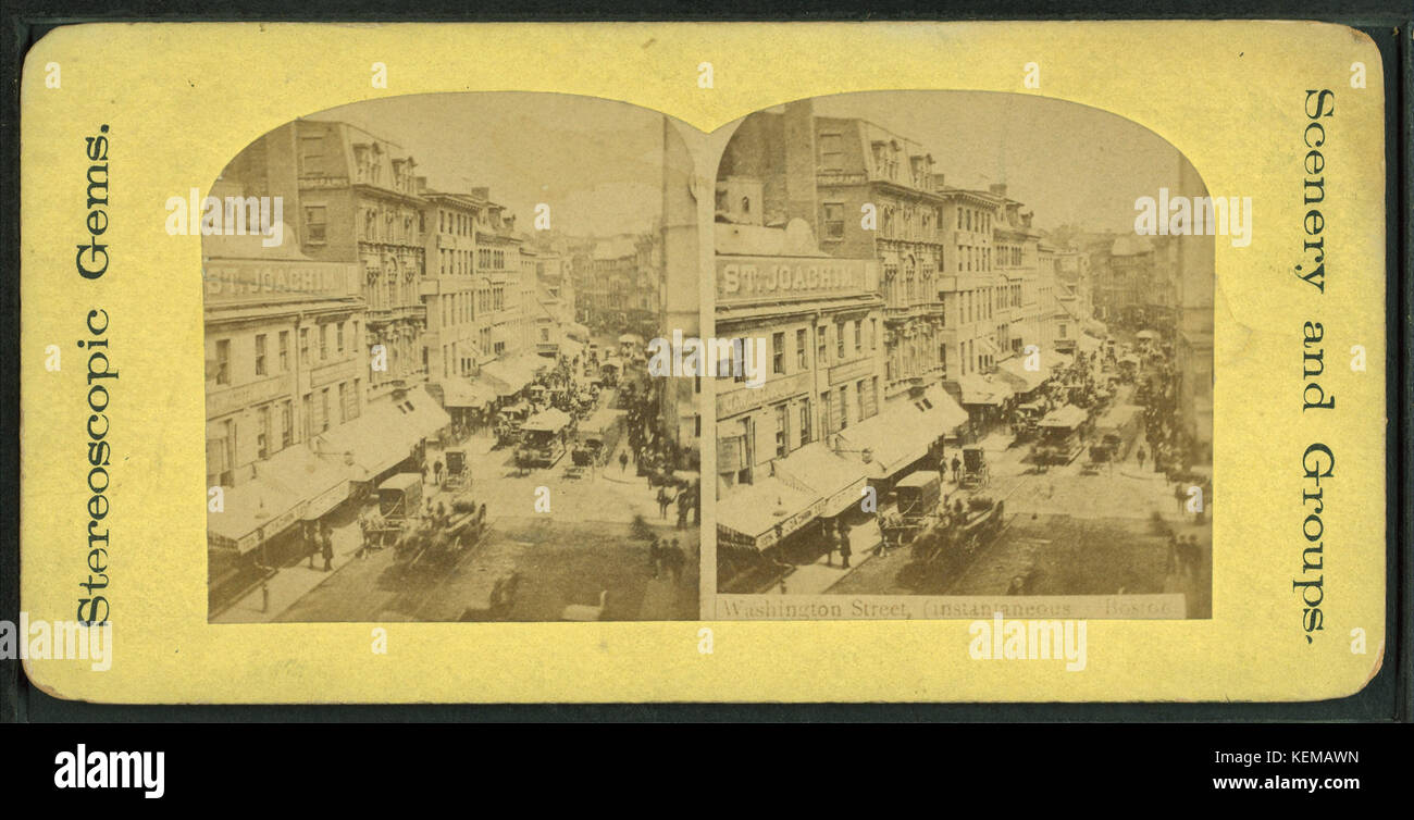 Washington Street (instantaneous) Boston, from Robert N. Dennis collection of stereoscopic views Stock Photo