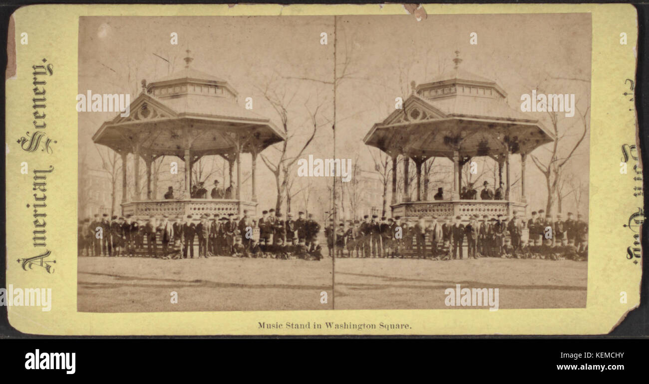 Music Stand in Washington Square, from Robert N. Dennis collection of stereoscopic views Stock Photo