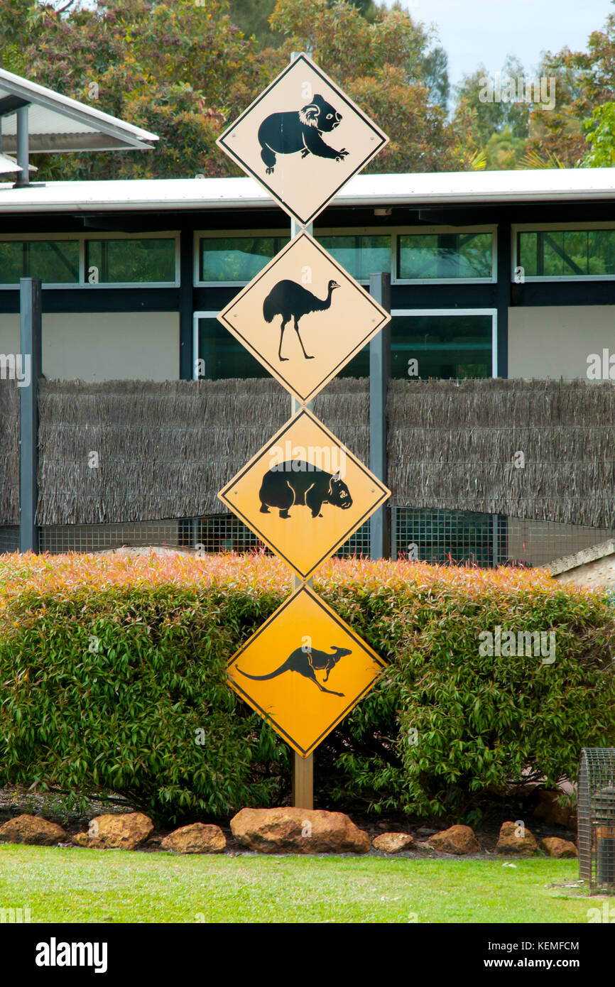 Australian Wildlife Road Signs Stock Photo