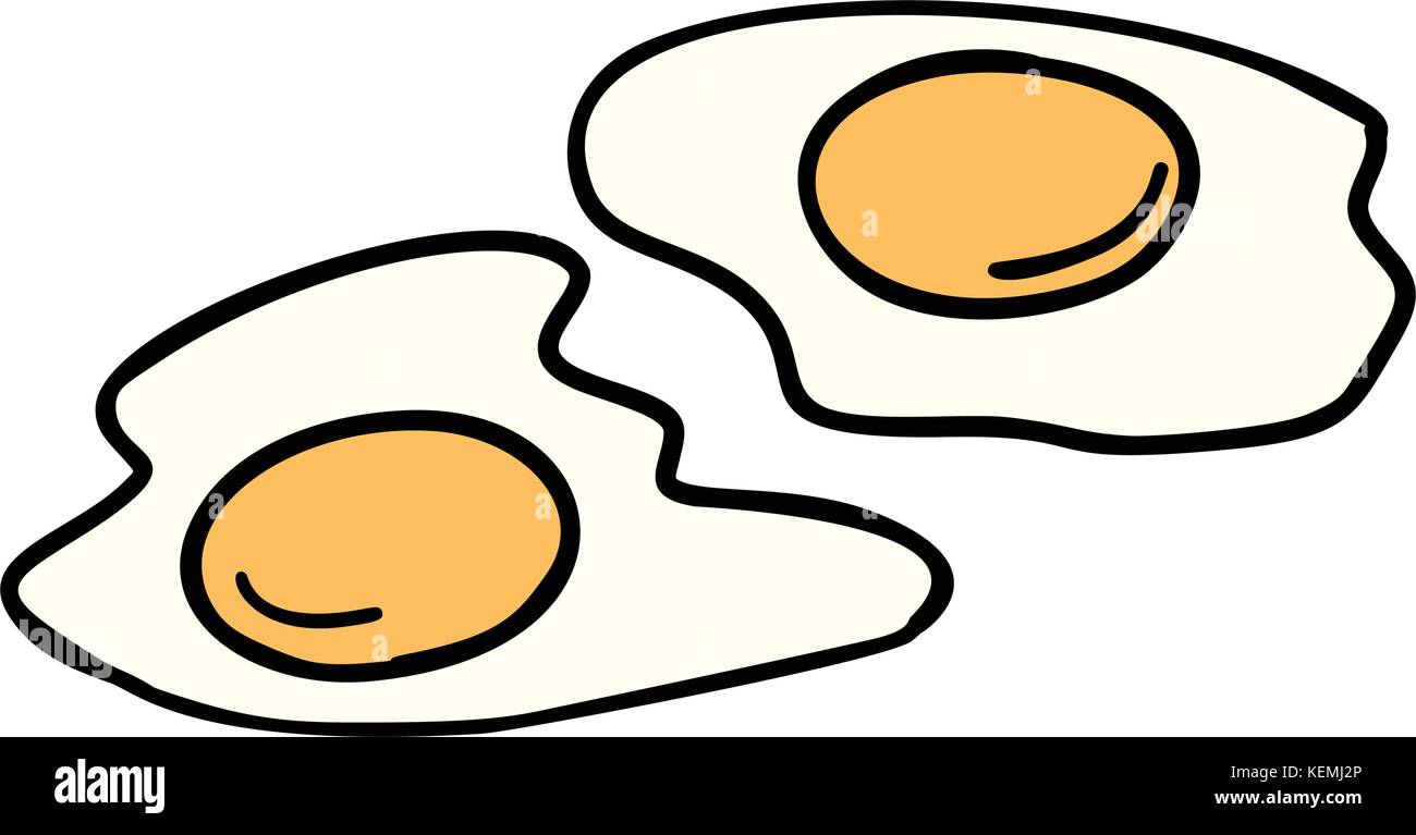fried eggs, morning Breakfast Stock Vector