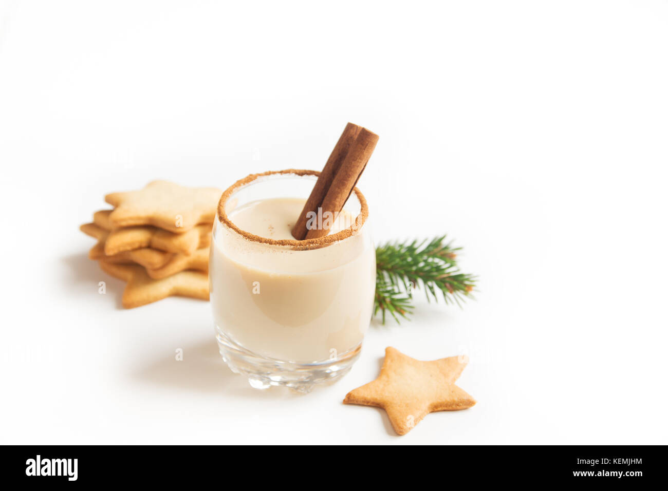 Eggnog with cinnamon and nutmeg for Christmas and winter holidays