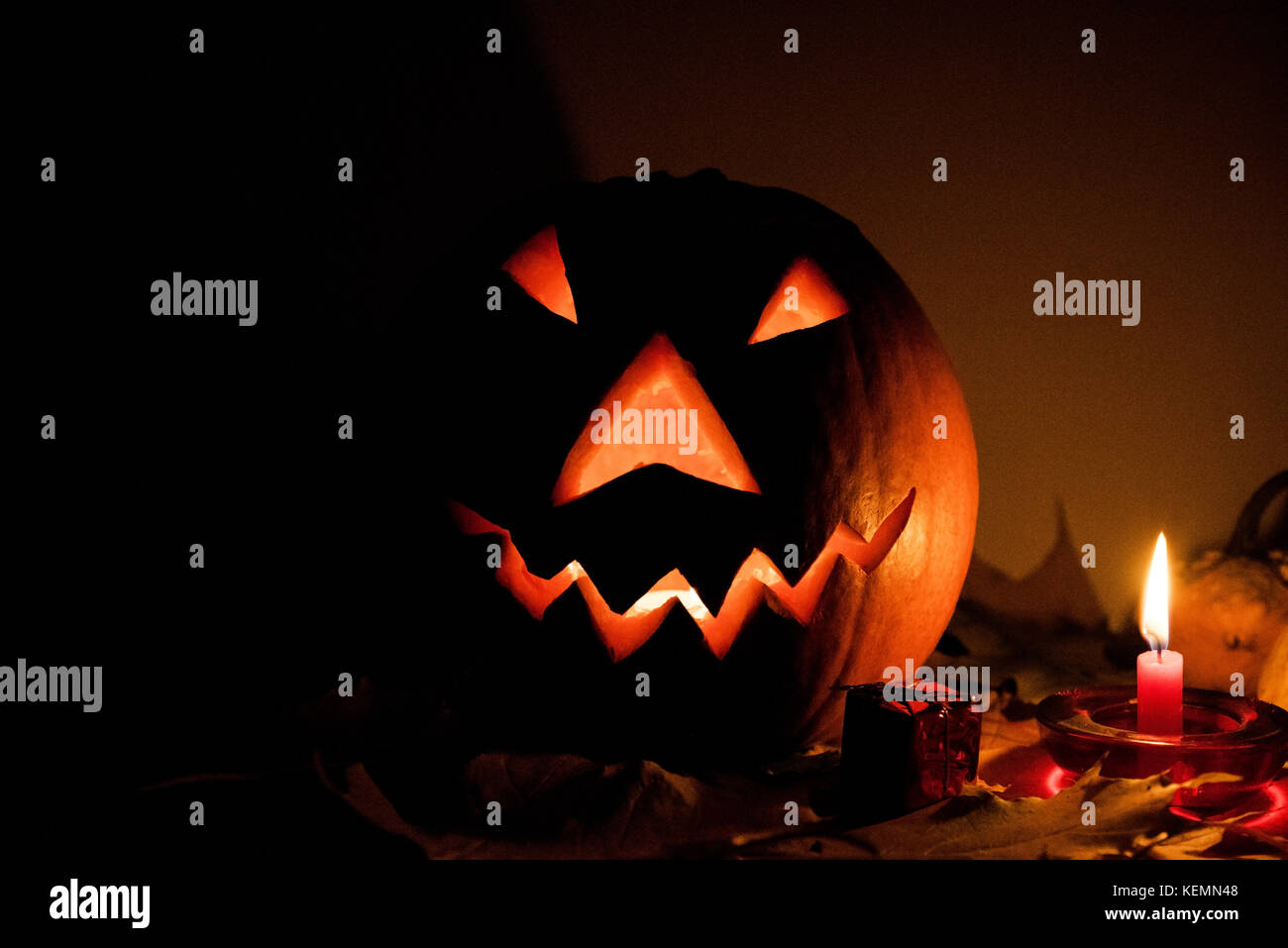 Halloween pumpkin head jack lantern with scary evil faces spooky ...