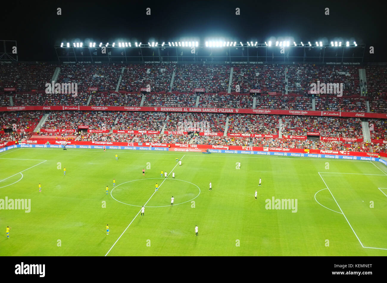 Inside the Ramón Sánchez Pizjuán Stadium, Sevilla FC vs Las Palmas, Seville, Andalucia, Spain, September 2017 Stock Photo