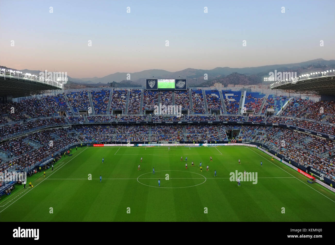 Inside the La Rosaleda Stadium during