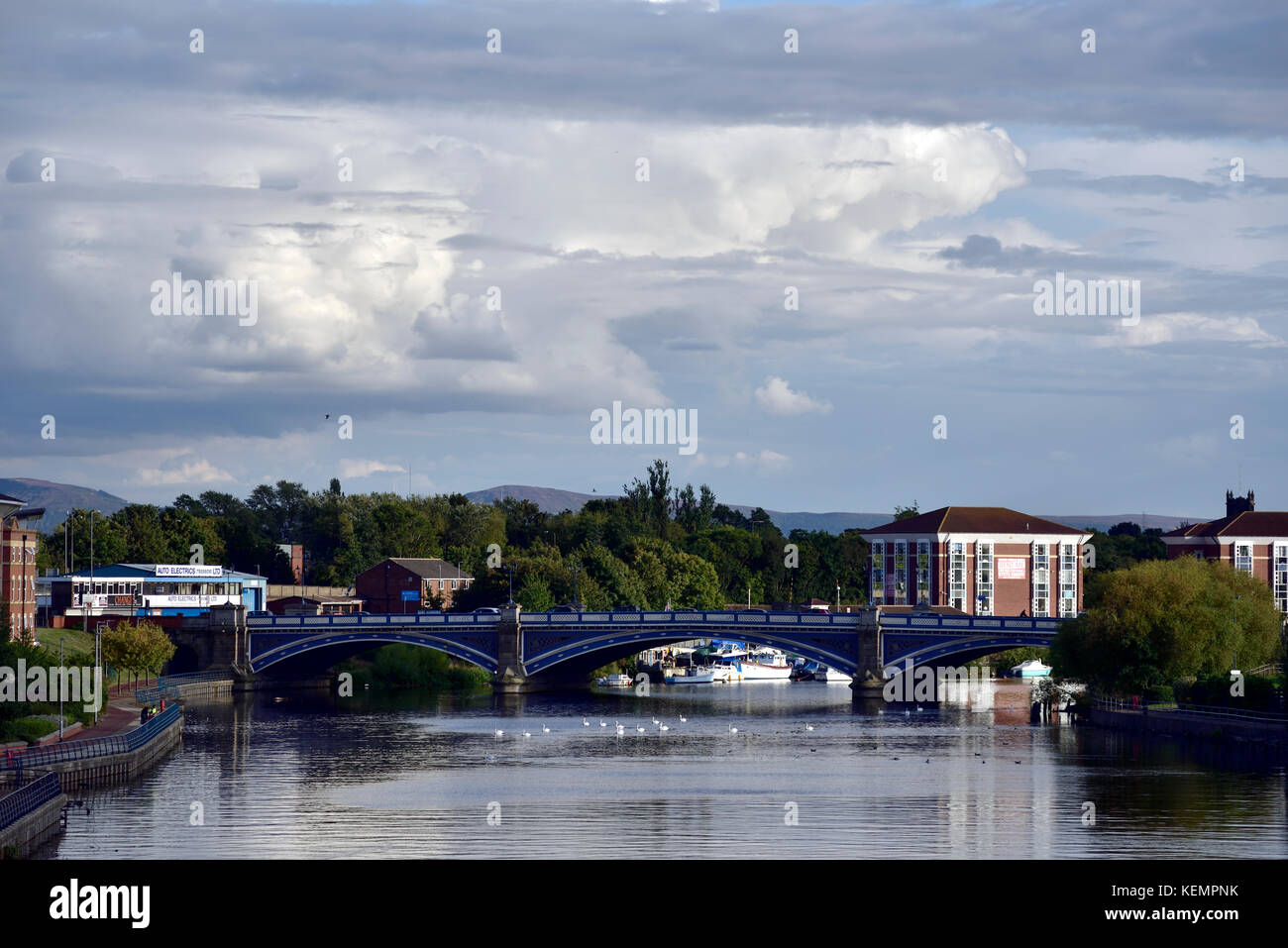 Victoria Bridge, Stockton-On-Tees, seen from Stockton Millennium Bridge. Stock Photo