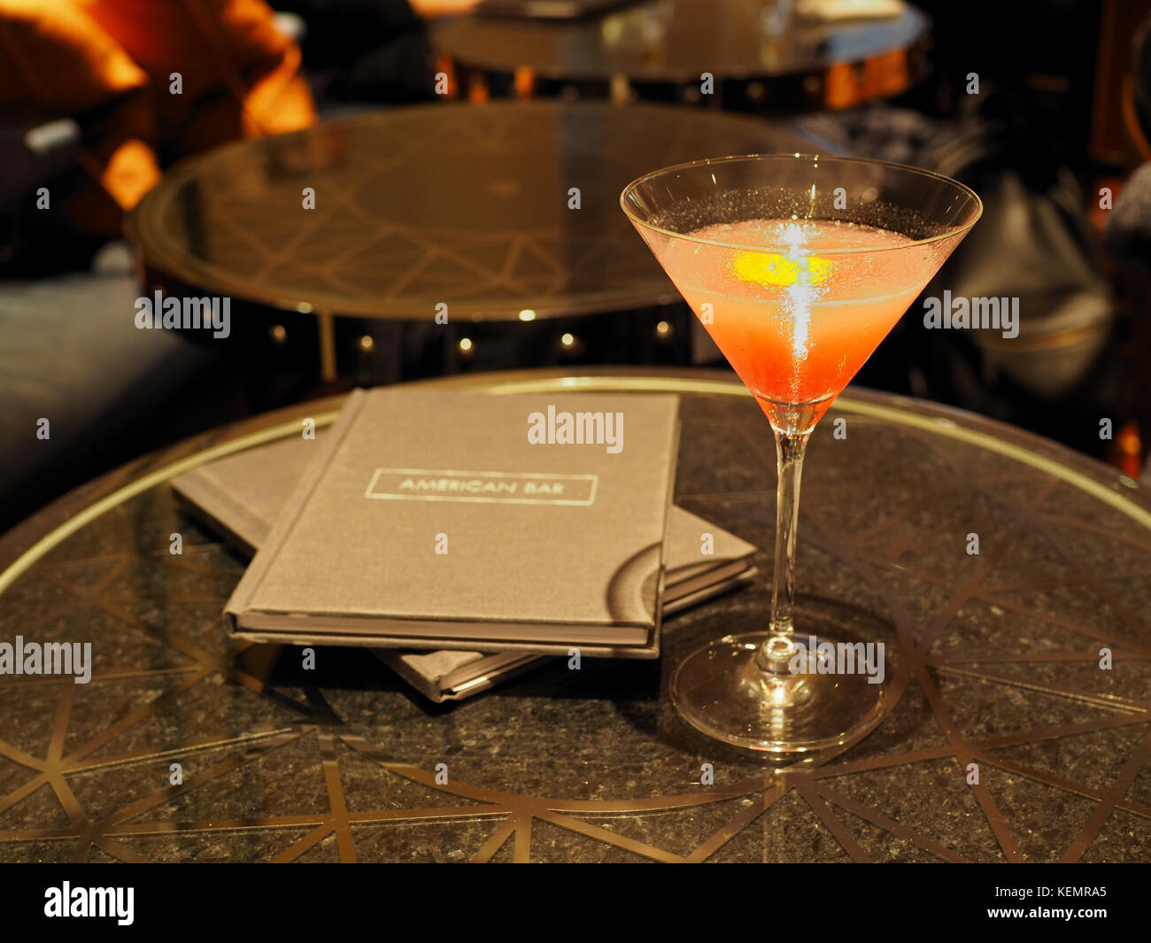 Cosmopolitan cocktail in the American Bar, Savoy Hotel, London,UK Stock Photo