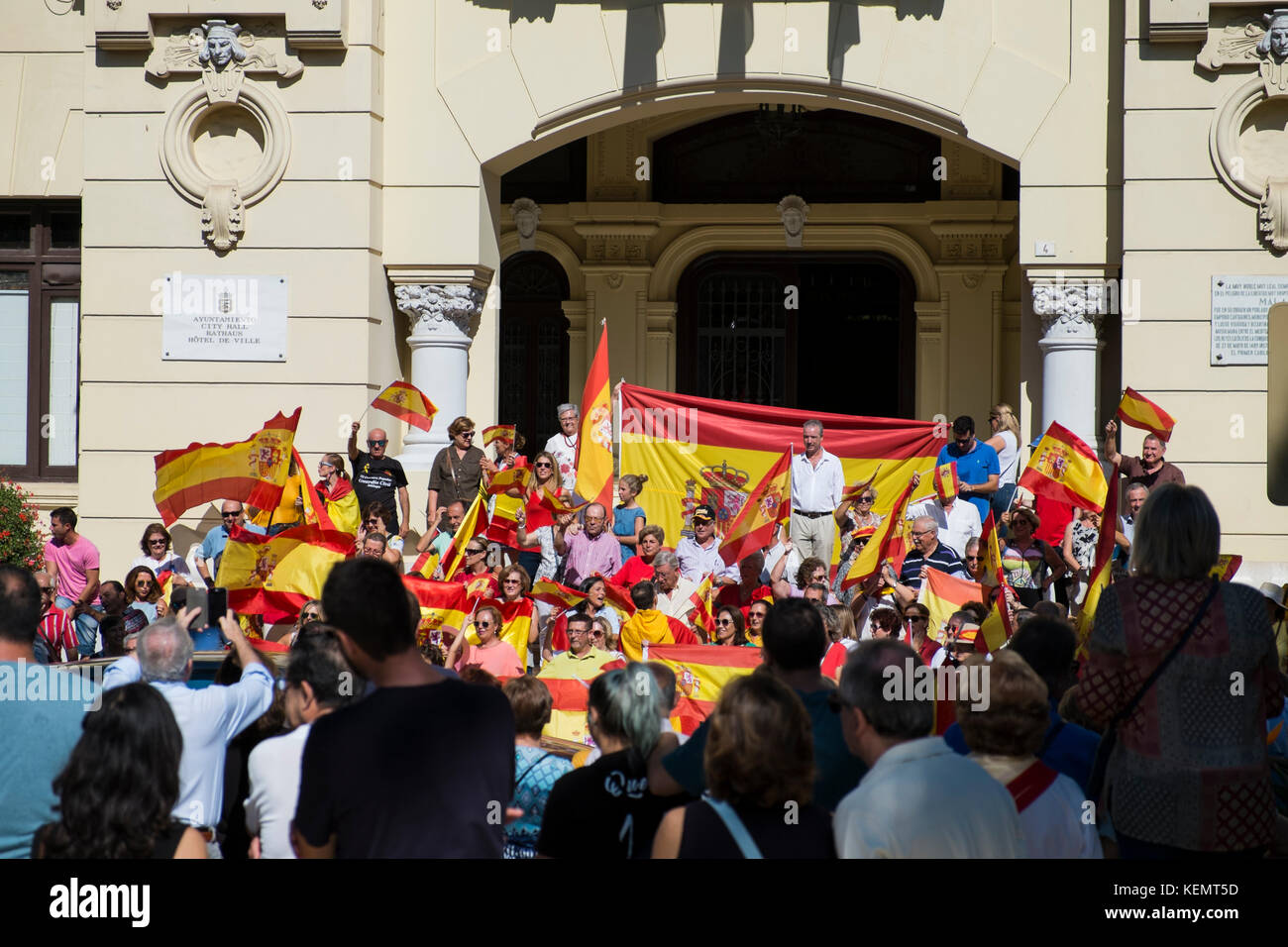 October 8, 2017. Málaga, Spain. Manifestation against the independence of Catalalonia. Stock Photo