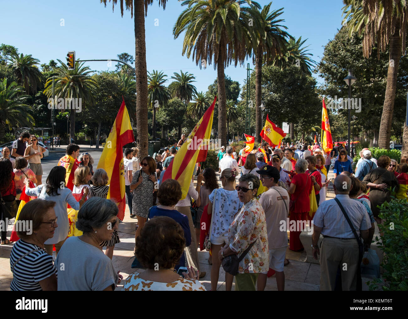 October 8, 2017. Málaga, Spain. Manifestation against the independence of Catalalonia. Stock Photo