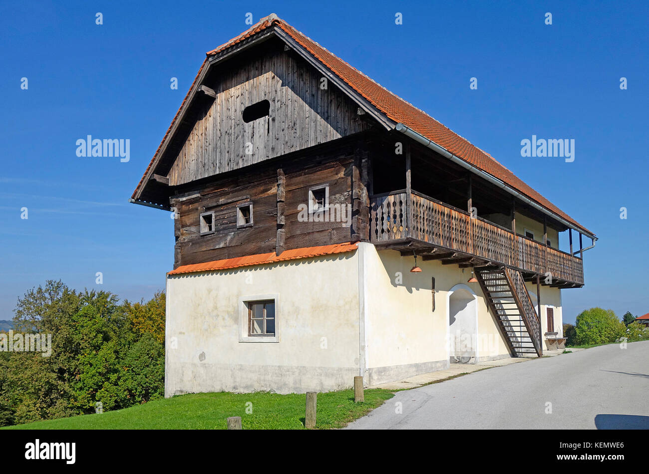 Old countryside renovated house in alpine style. Šmarje pri Jelšah, Štajerska, Slovenia. Stock Photo