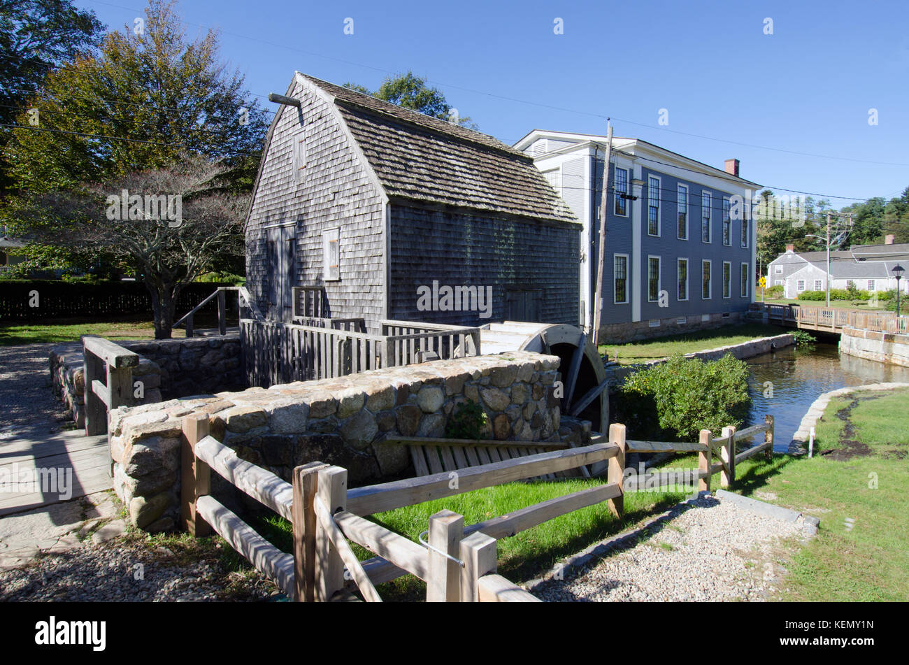 Thomas Dexter Grist Mill in downtown Sandwich Ma on Cape Cod Stock