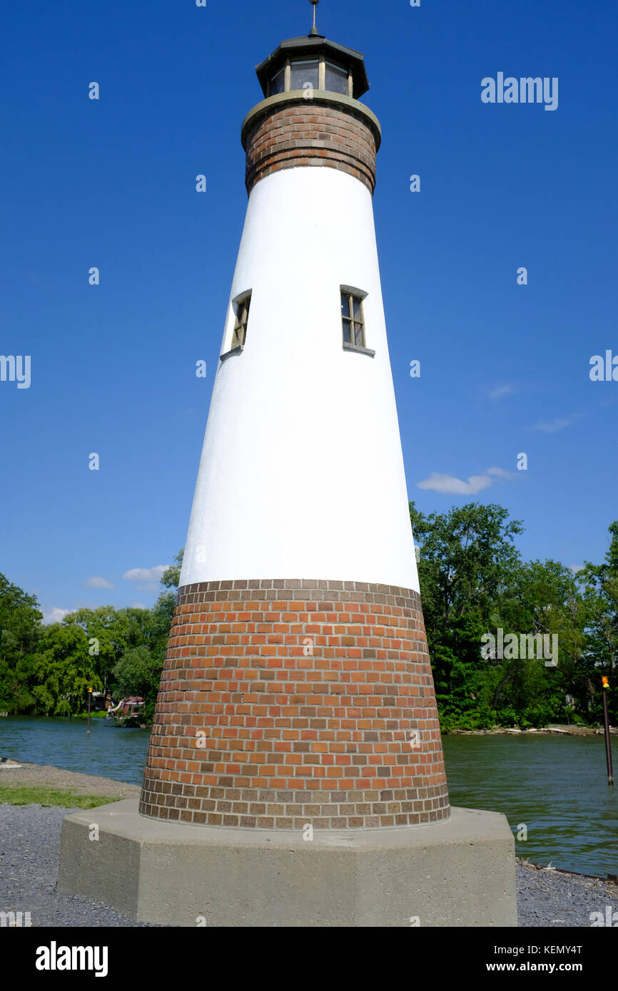 Myers Point Light on Cayuga Lake, Lansing Park, New York Finger Lakes Stock Photo