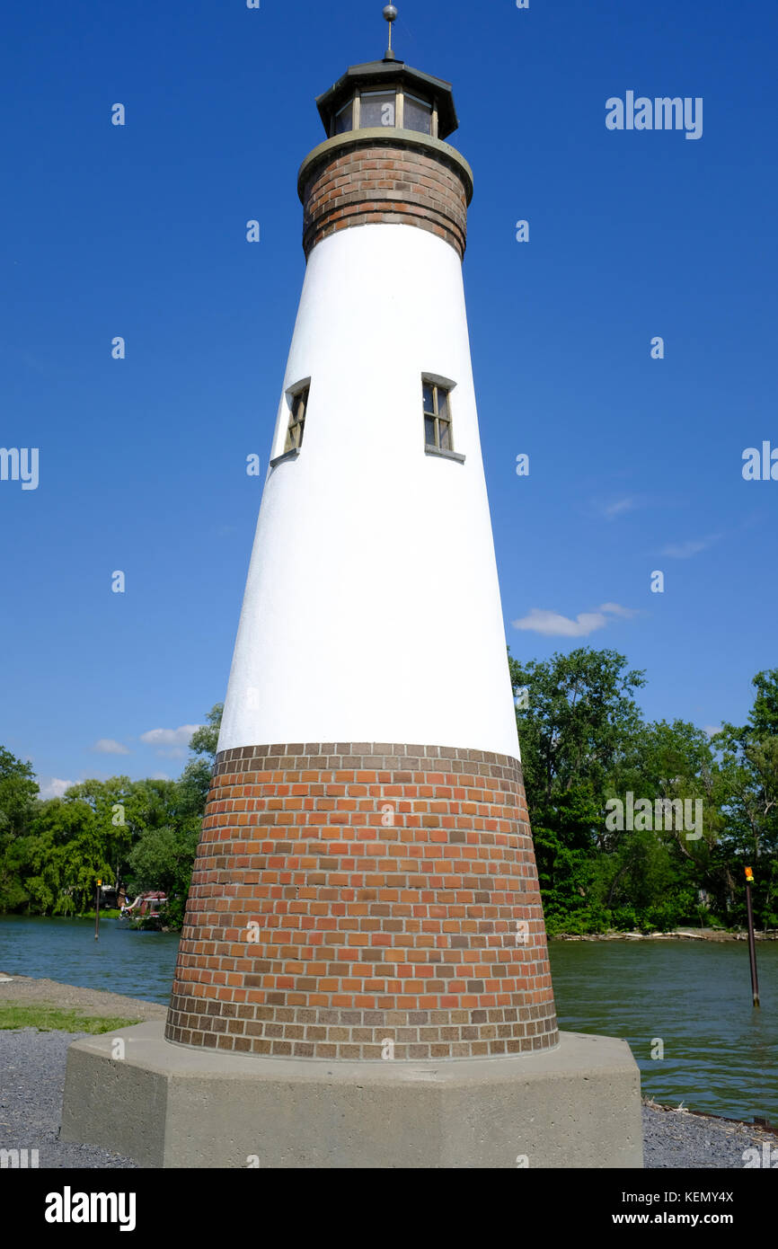 Myers Point Light on Cayuga Lake, Lansing Park, New York Finger Lakes Stock Photo