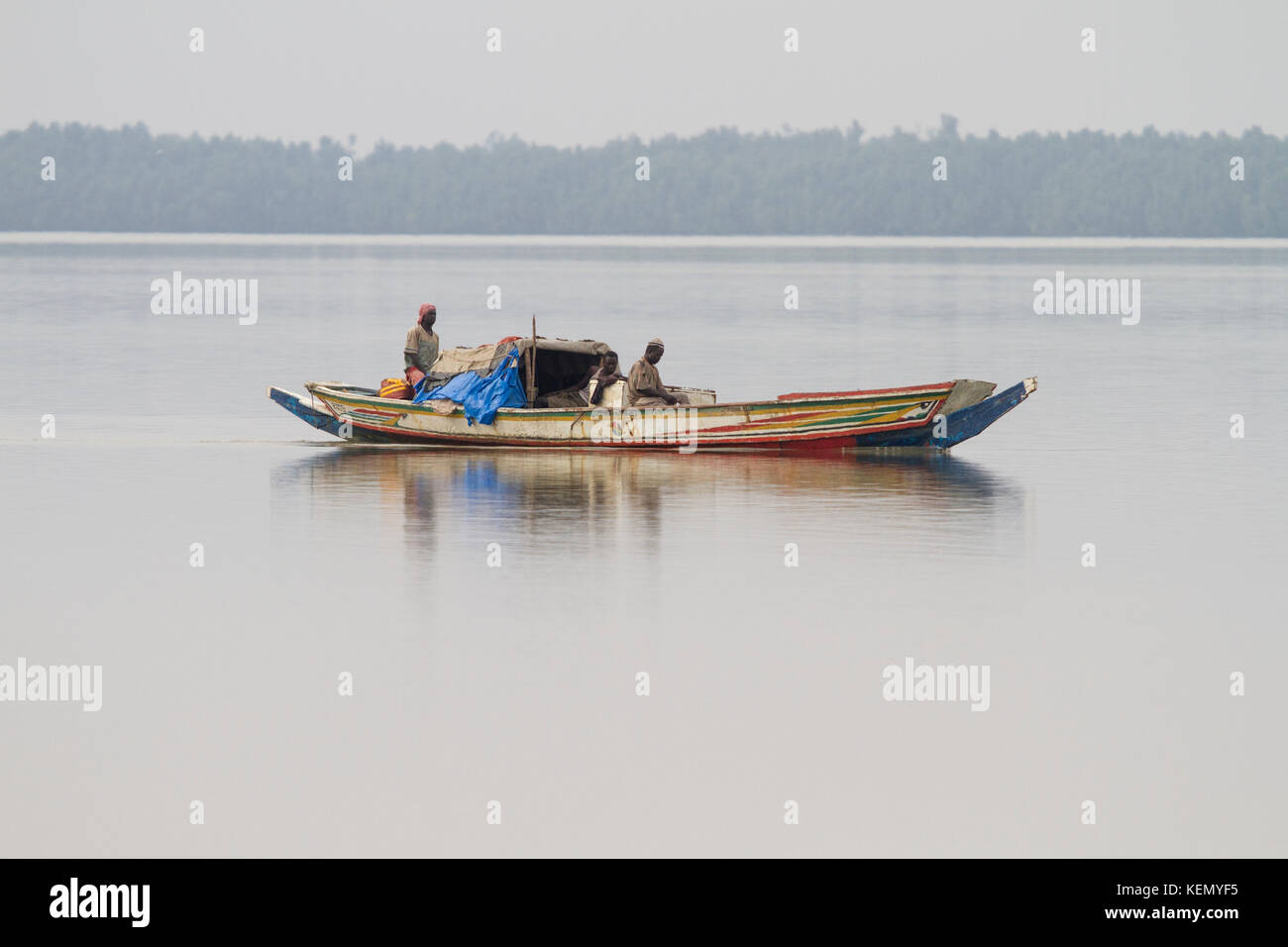 fishermen on the river Gambia Stock Photo