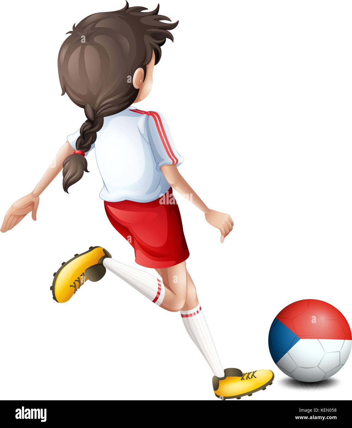 Illustration of a female athlete using the ball with the Czech Republic flag on a white background Stock Vector